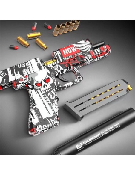 Glock M1911 Toy Gun Soft rubber Bullet shell throwing Graffiti Skin Kids  Adult